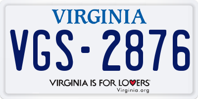 VA license plate VGS2876