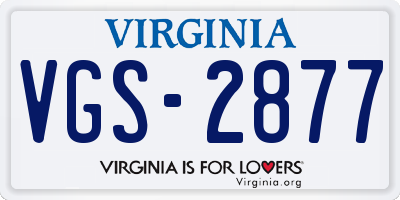 VA license plate VGS2877