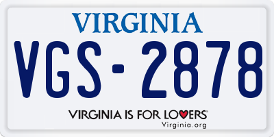 VA license plate VGS2878