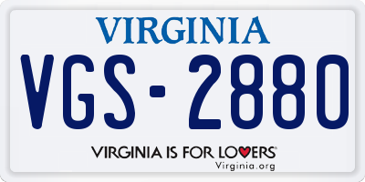 VA license plate VGS2880