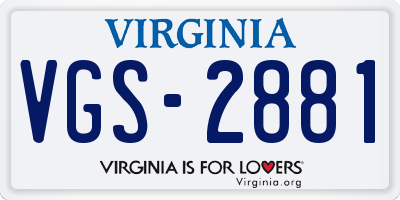 VA license plate VGS2881