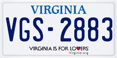 VA license plate VGS2883