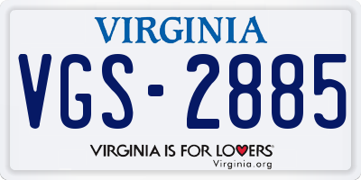 VA license plate VGS2885