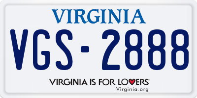 VA license plate VGS2888