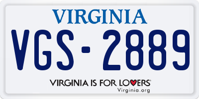 VA license plate VGS2889