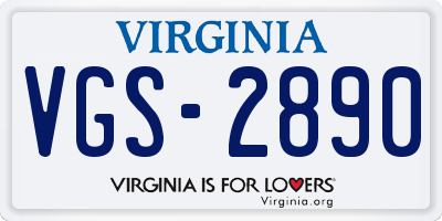 VA license plate VGS2890