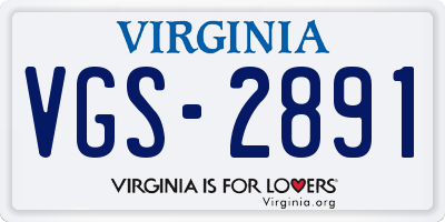 VA license plate VGS2891