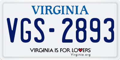 VA license plate VGS2893