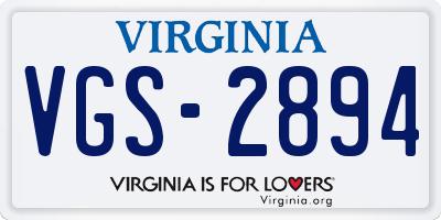 VA license plate VGS2894