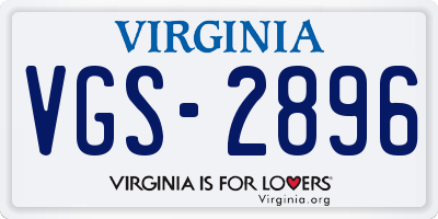 VA license plate VGS2896
