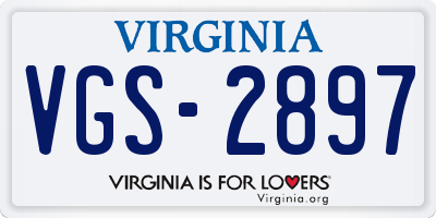 VA license plate VGS2897