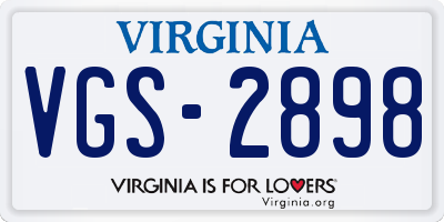 VA license plate VGS2898