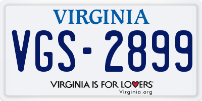 VA license plate VGS2899