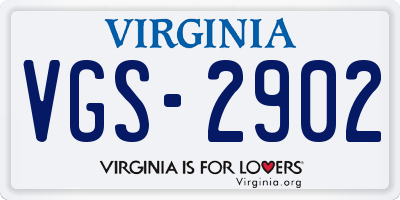 VA license plate VGS2902