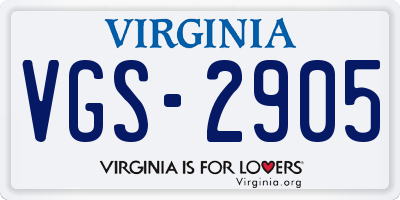 VA license plate VGS2905