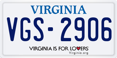 VA license plate VGS2906