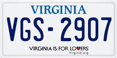 VA license plate VGS2907