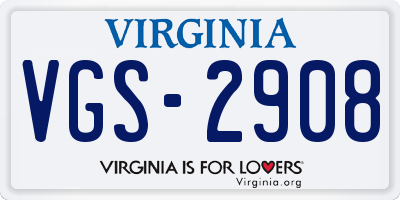 VA license plate VGS2908