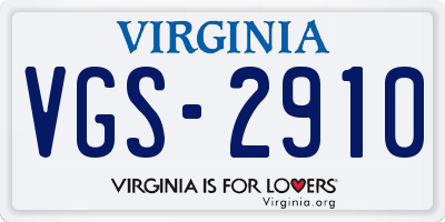 VA license plate VGS2910