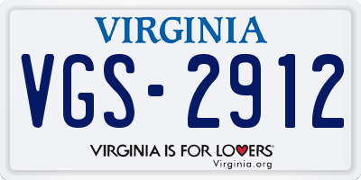 VA license plate VGS2912