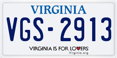 VA license plate VGS2913