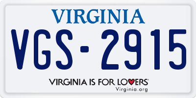 VA license plate VGS2915