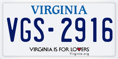 VA license plate VGS2916