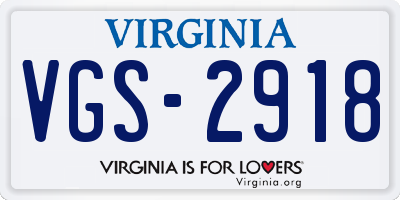 VA license plate VGS2918