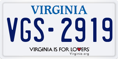 VA license plate VGS2919
