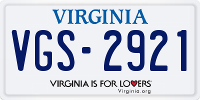 VA license plate VGS2921