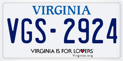 VA license plate VGS2924