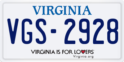 VA license plate VGS2928