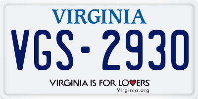 VA license plate VGS2930