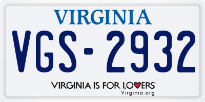VA license plate VGS2932