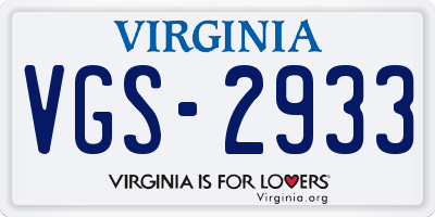 VA license plate VGS2933