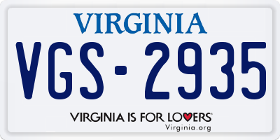 VA license plate VGS2935