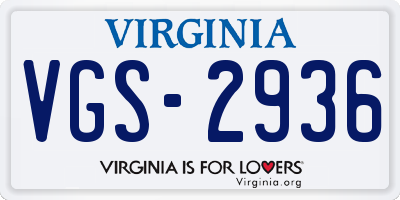 VA license plate VGS2936