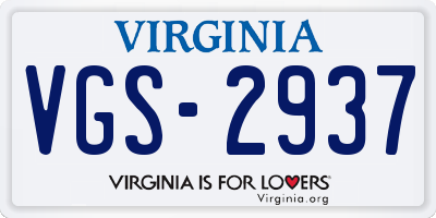 VA license plate VGS2937