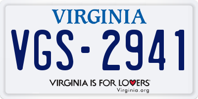 VA license plate VGS2941