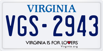 VA license plate VGS2943