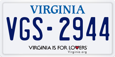 VA license plate VGS2944