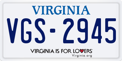 VA license plate VGS2945