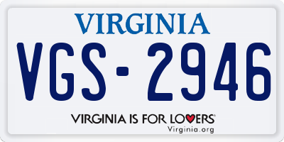 VA license plate VGS2946