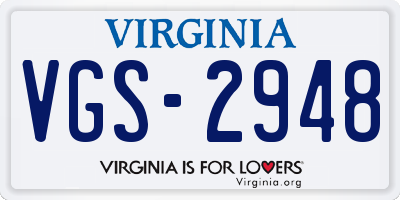 VA license plate VGS2948