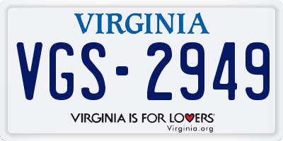 VA license plate VGS2949