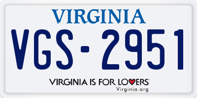 VA license plate VGS2951
