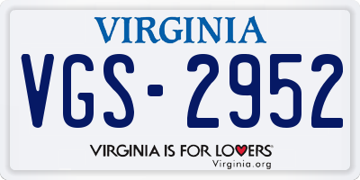 VA license plate VGS2952