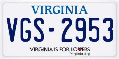 VA license plate VGS2953