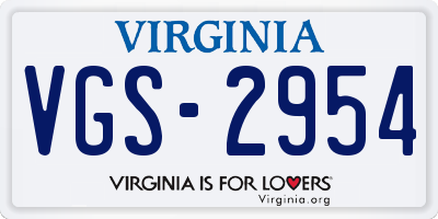 VA license plate VGS2954
