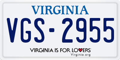 VA license plate VGS2955
